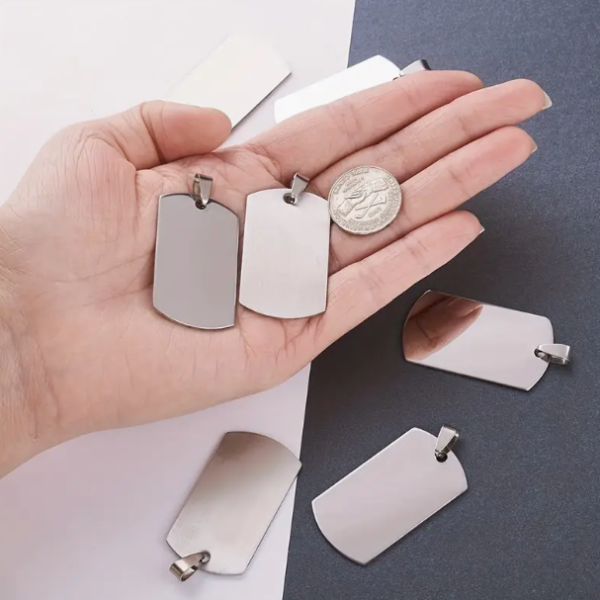 Stainless Steel Rounded Rectangle Keychains, or Pendants